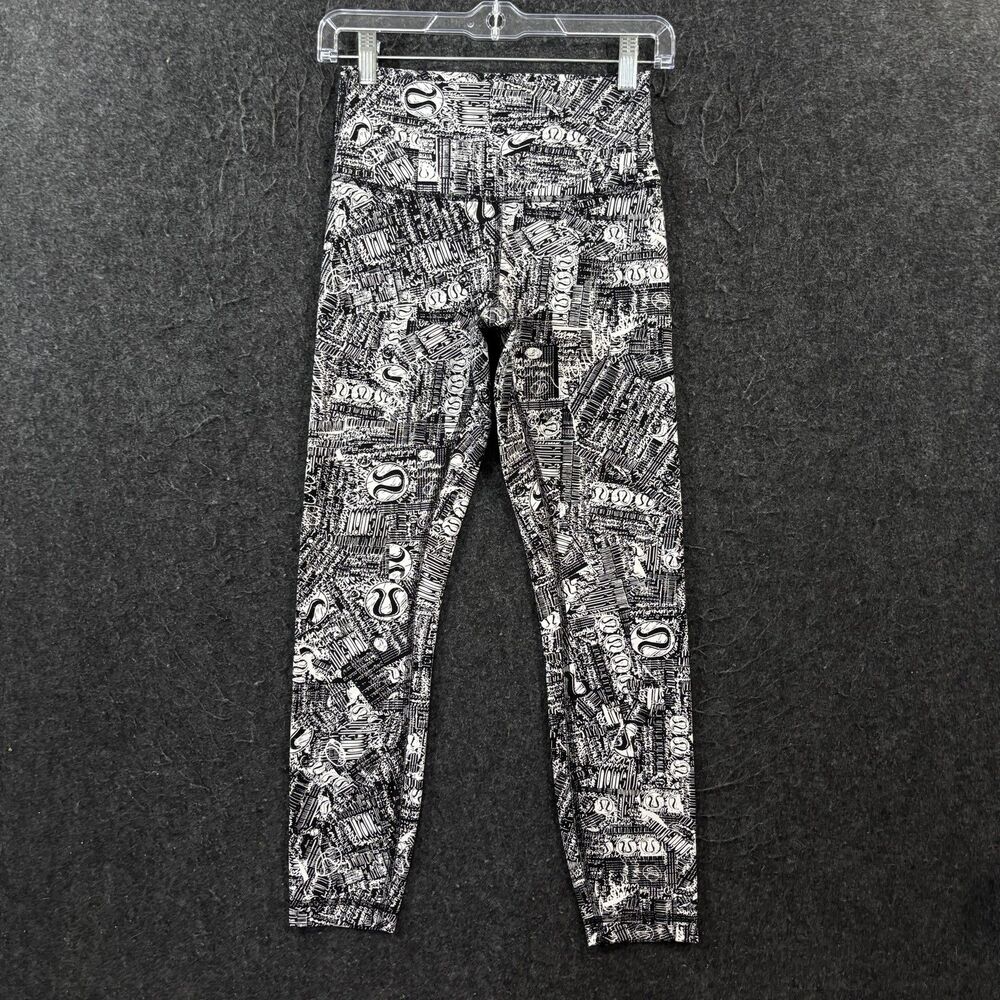Lululemon Wunder Train High Rise Leggings Women's 6 Black White Tear It Up HR